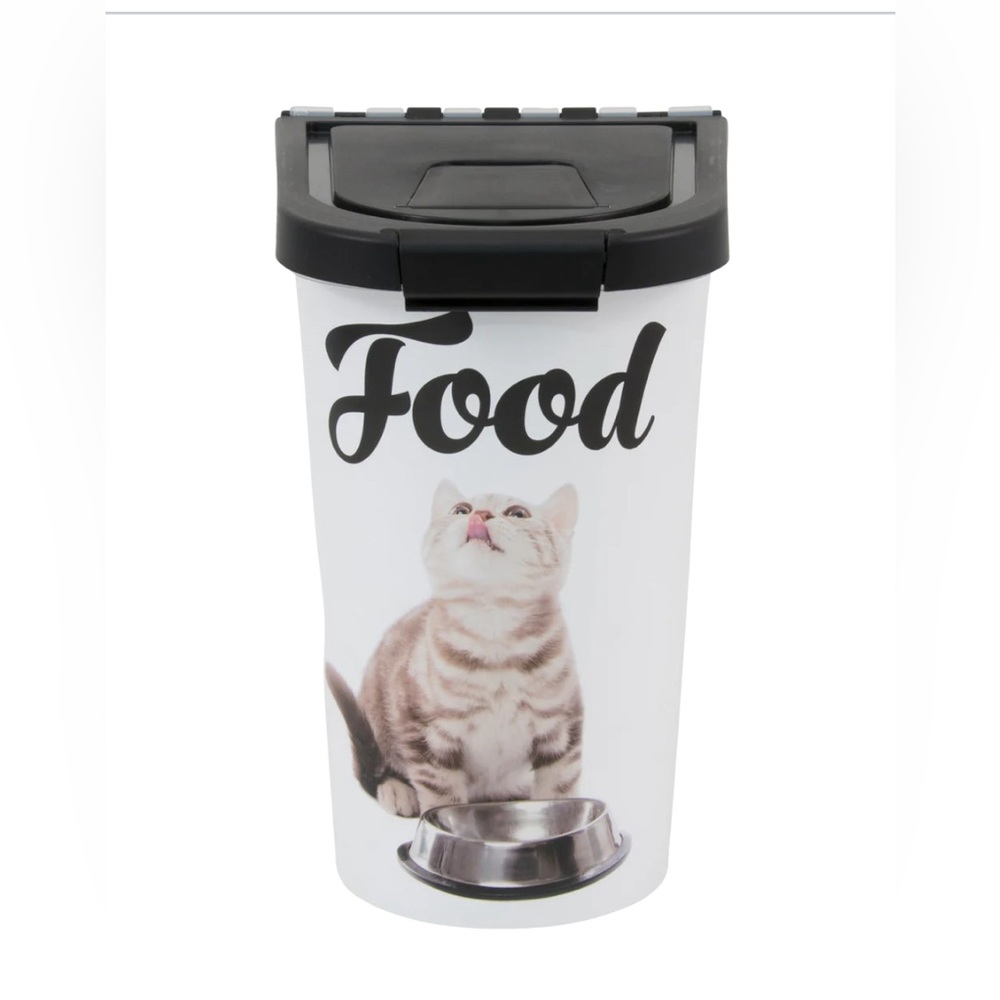 Dry Cat Food Bin From "Paw Prints" In Good Condition. Holds 7 Lbs. Sanitized